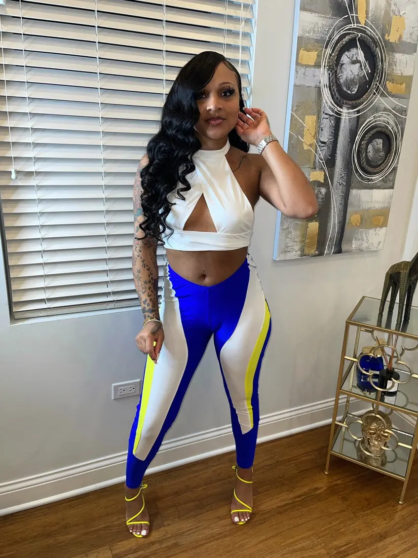 

Xm1183 wish European and American sexy tight cut out printing tie dye splicing two-piece set available from stock