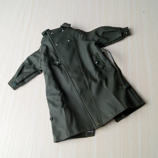 

1/6 scale soldier coat, army green pu leather clothing model fit 12 inch action figure body