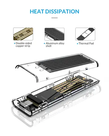 Корпус ORICO M2 NVME SSD, корпус M.2 NGFF SATA, чехол для жесткого диска для M Key/ M+B Key SSD 10 Гбит/с Корпус M.2 NVME PCIE/SATA M2 Box