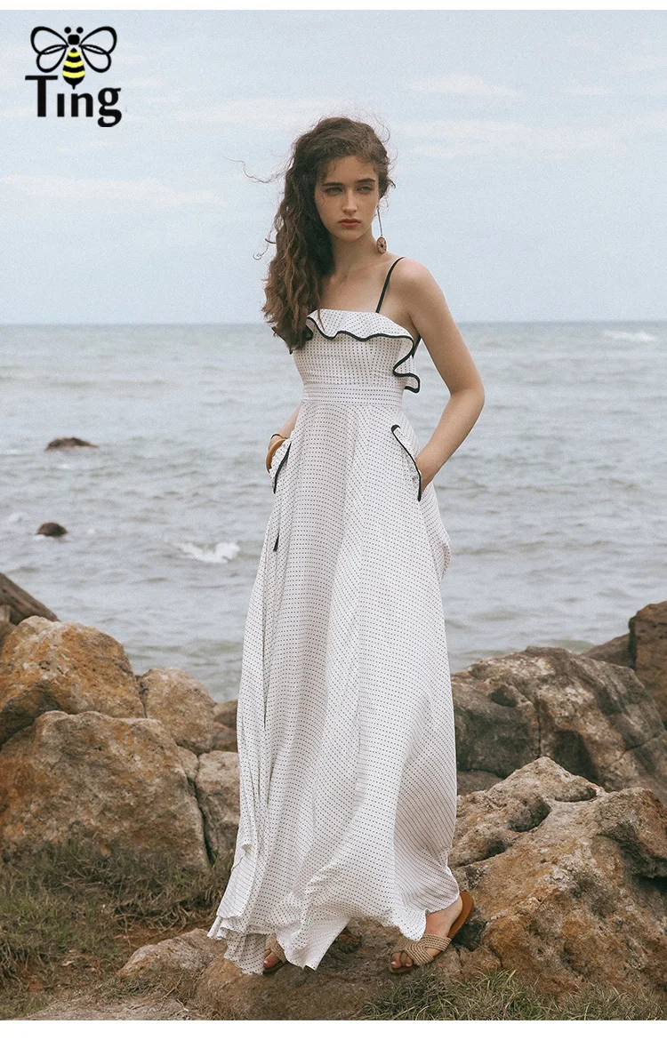 Tingfly 2020 летнее дизайнерское модное платье макси в горошек винтажное с открытой