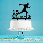 Персонализированные футбольные топы под заказ Название возраст футбол Dribbling силуэт для футбольных фанатов день рождения торт украшения YC153