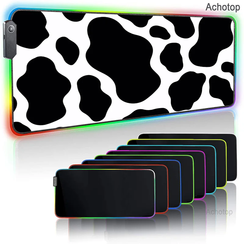 

Cow Pattern RGB Large Mouse Pad Gamer Led Computer Mousepad Big Mouse Mat with Backlight Carpet For keyboard Desk Mat Mause