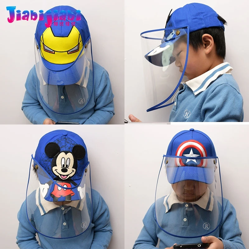 Summer Kids Hat Mask For Anti Virus Face Shield Spitting Protective Facial Transparent Boy Girl Fashionable Hats | Спорт и