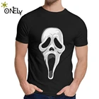 Мягкая футболка с изображением крика Ghostface с ножом, удивительный классический мужской топ с круглым вырезом в сумасшедшем стиле