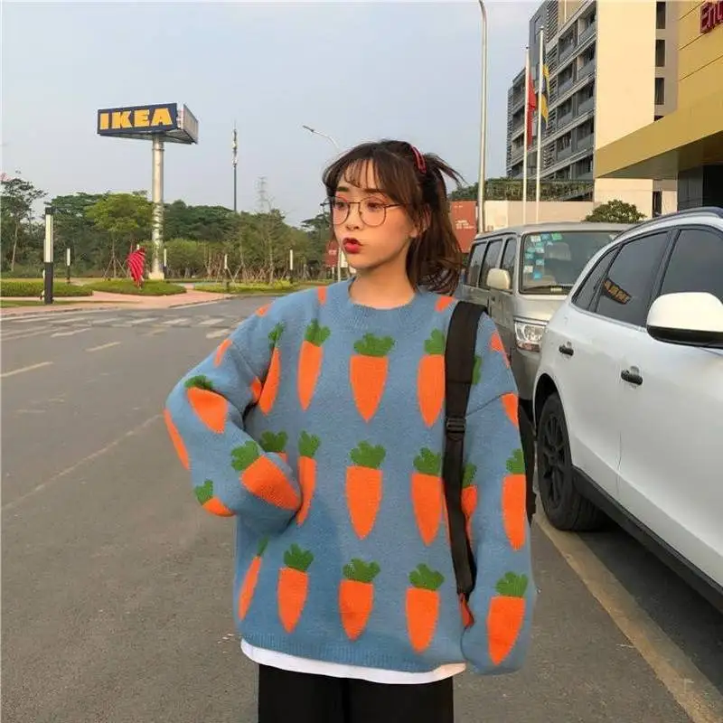 Woherb женский Kawaii Ulzzang свободный Женский пуловер корейский Панк негабаритный милый Harajuku одежда для женщин 90777