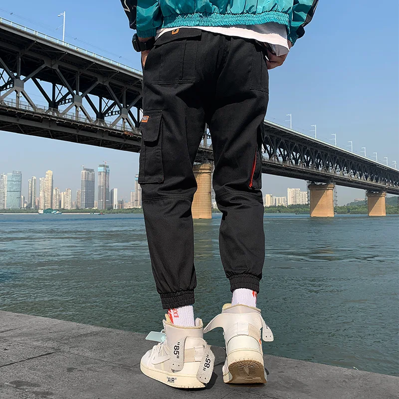 Брюки карго для мужчин свободные хлопковые спортивные забавные штаны уличная