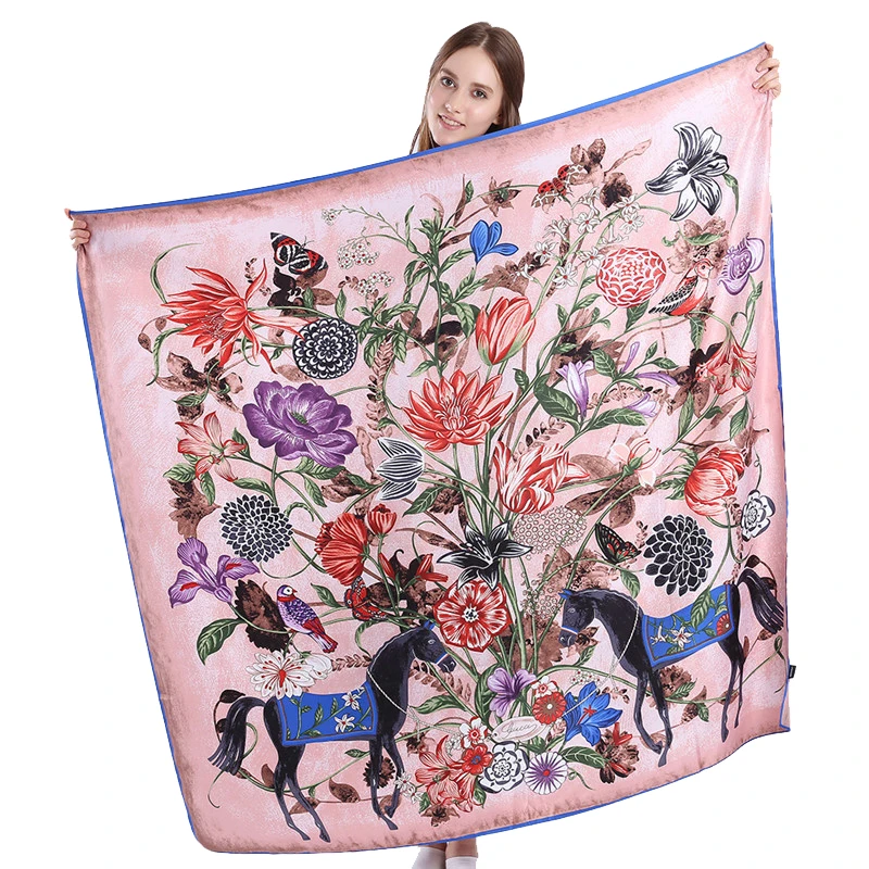 Женский шелковый шарф из 100% твила роскошный брендовый платок в европейском стиле