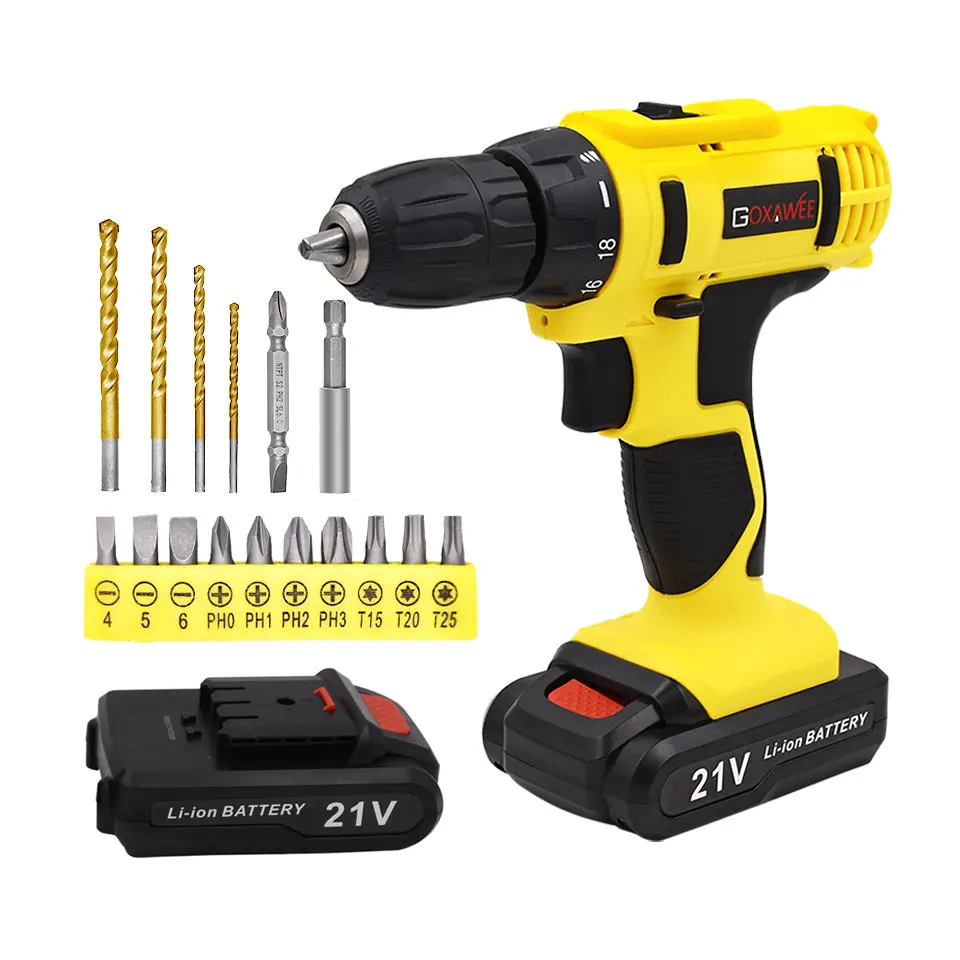 21V Acess Battery GOXAWEE, 12 В, 21 в, электрическая отвертка, мини-Аккумуляторная дрель, беспроводной электрошуруповерт, инструменты, перезаряжаемый литий-ионный аккумулятор, шуруповерт - Цвет: 21V Acess Battery