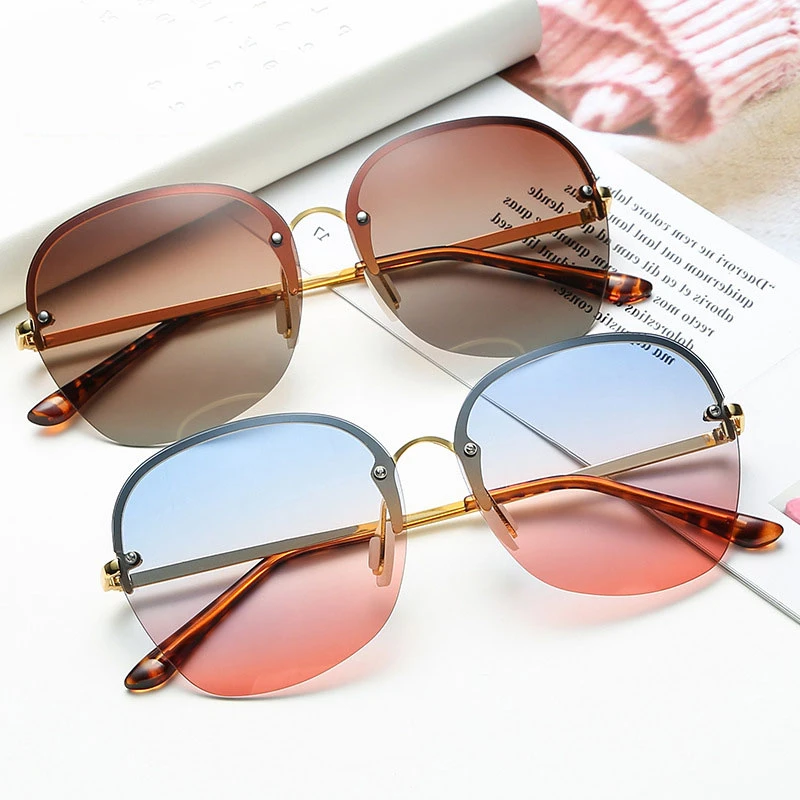 2020 новые летние без оправы градиентный цвет солнцезащитные очки для женщин и