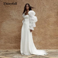 elegant long a line sleeves perals wedding dresses new starpless beach country bridal gowns bride mariage dress wedding robes