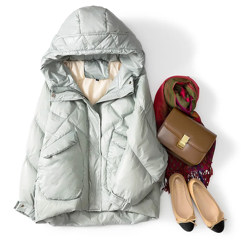 Новая зимняя Ультра Легкая белая куртка на утином пуху Женская тонкая Длинная