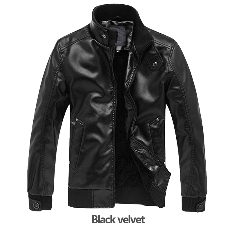 Black velvet Manoswe черная осенняя и зимняя куртка из искусственной кожи с длинным рукавом на молнии мужская Коричневая байкерская куртка Локомотив - Цвет: Black velvet
