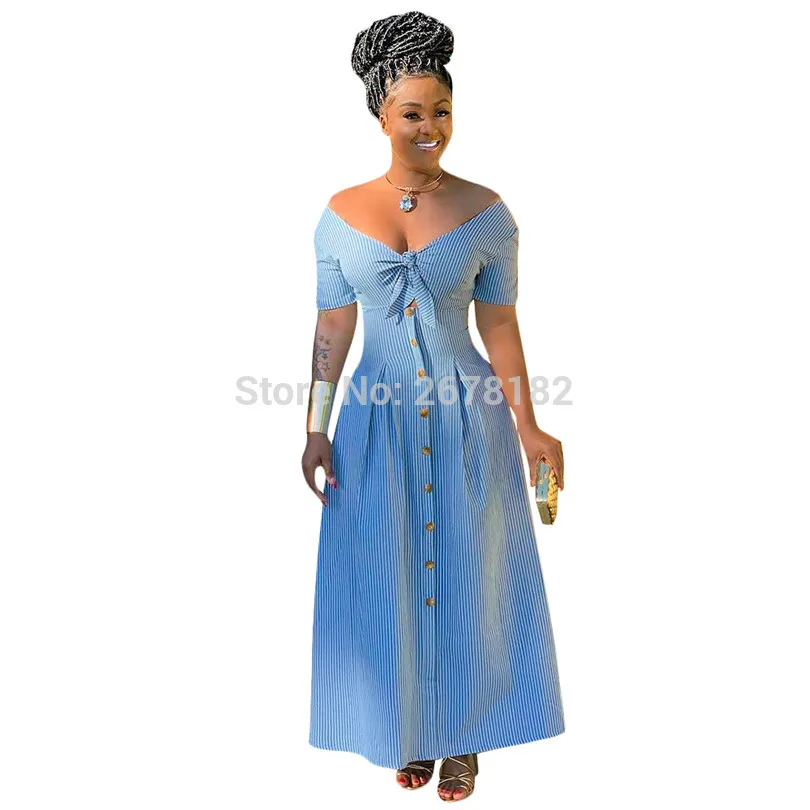 Элегантное платье с открытыми плечами в полоску принтом длинное для женщин на