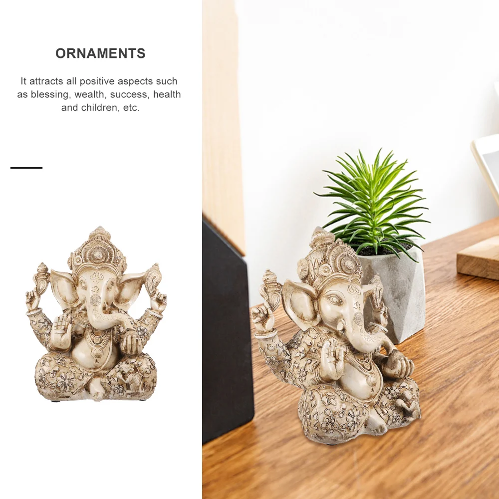 

Elephant Trunk God Statue Resin Art Craft Desk Ornament for Home Office