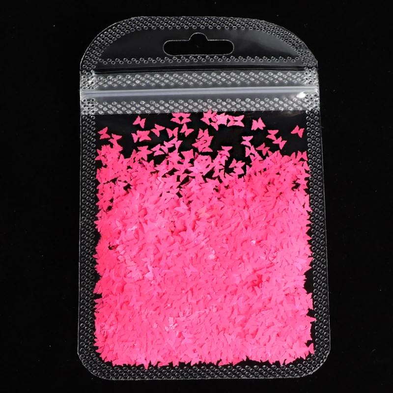 Летние флуоресцентные блестящие хлопья бабочки для дизайна ногтей неоновые