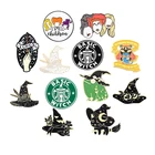 Ведьма серия Жесткий Эмаль на булавке для сбора черный, белый цвет звездное Шляпа Волшебника металлическая брошка мультфильм рюкзак воротник нагрудные значки