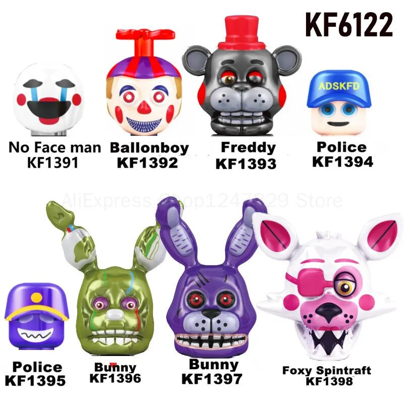 

2021 Five Nights Atfreddy Mini Building Blocks FNAF Nightmare Cupcake Pink Foxy Spintraft BalloonBoy Figures Heads Toy For Kid
