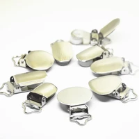 metal baby dummy pacifier clips holders flat round face dot heart clasp suspender garment accessories plastic insert 30pcs