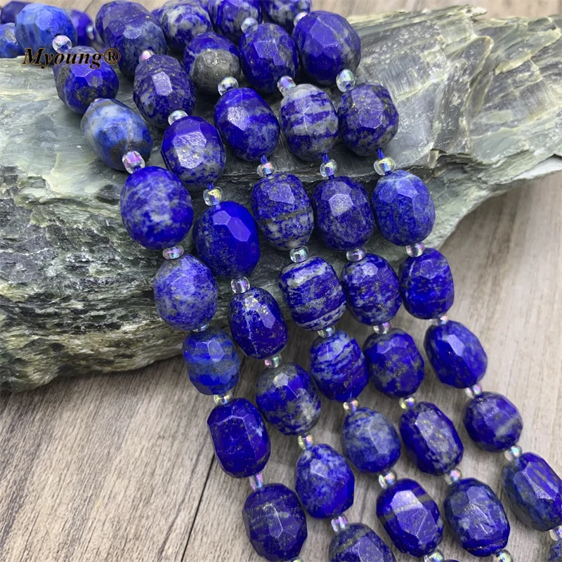 

Natural Afghanistan Lapis Lazuli Energy Faceted Barrel Beads,Blue Gems Stone Cutting Nugget Beads For DIY Jewelry MY211106