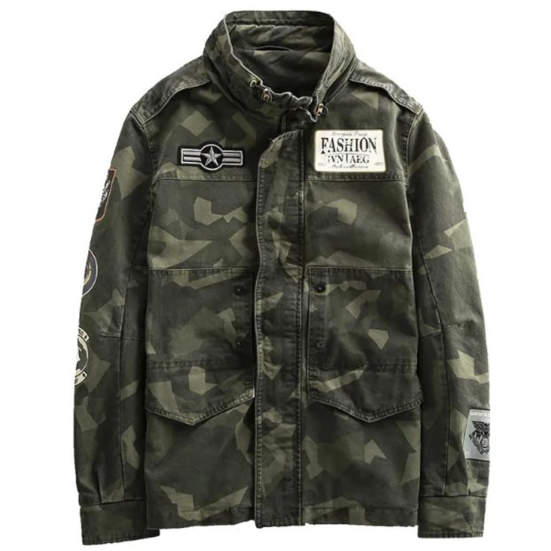 

Personality Military Mens Jacket Coats Casual Camouflage Coats Male Streetwear European Military Mens Jacket Overcoats 4XL A542