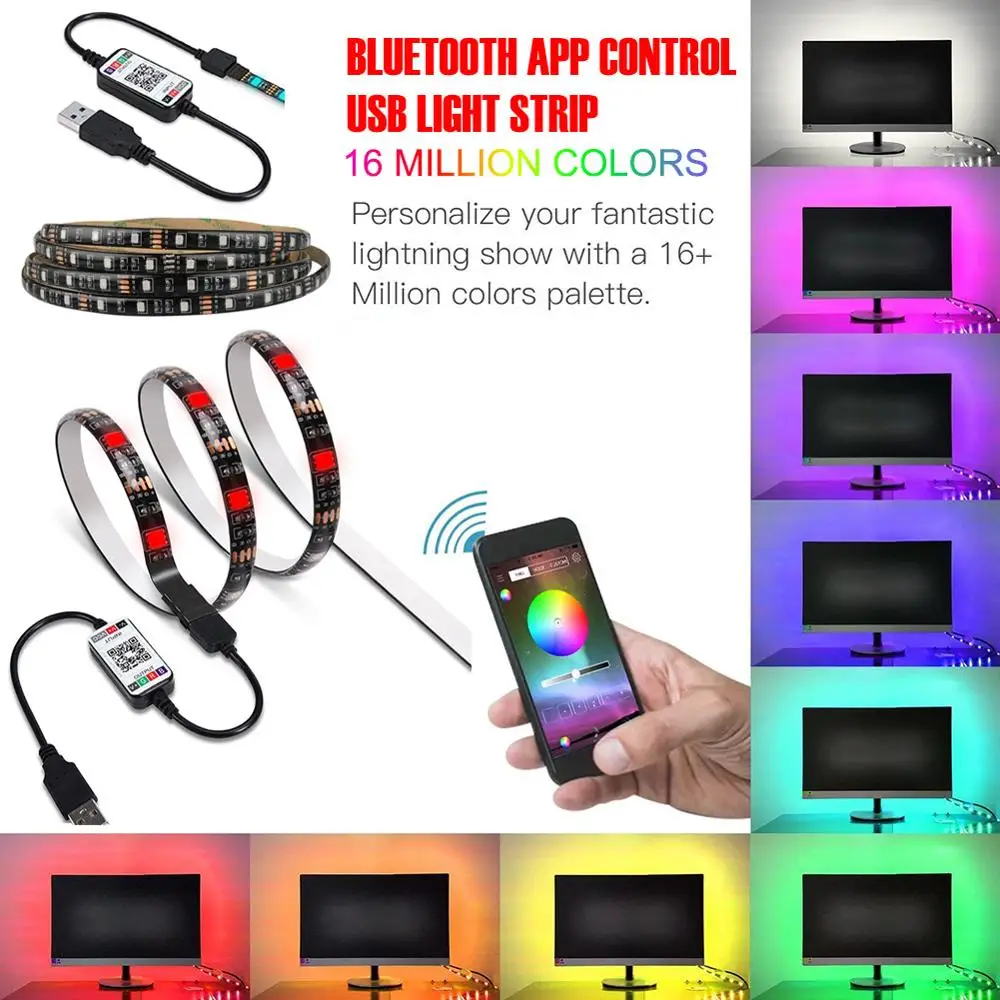 1 м 2 3 4 5 светодиодный ТВ светильник usb адаптер источника питания мощностью в RGB