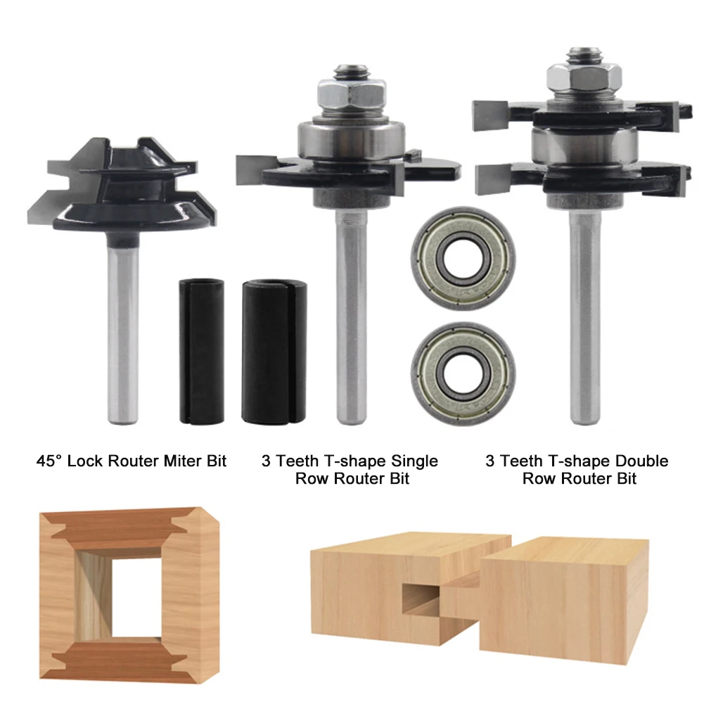 

Набор фрез для столярных работ, комплект из 7 Т-образных насадок с тремя зубьями высокой твердости и застежкой на 45 градусов, для работ по дер...