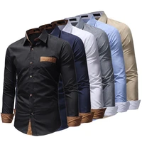 men shirts slim fit tops casual long sleeve pocket business shirts mens wedding party shirt male clothing 2021