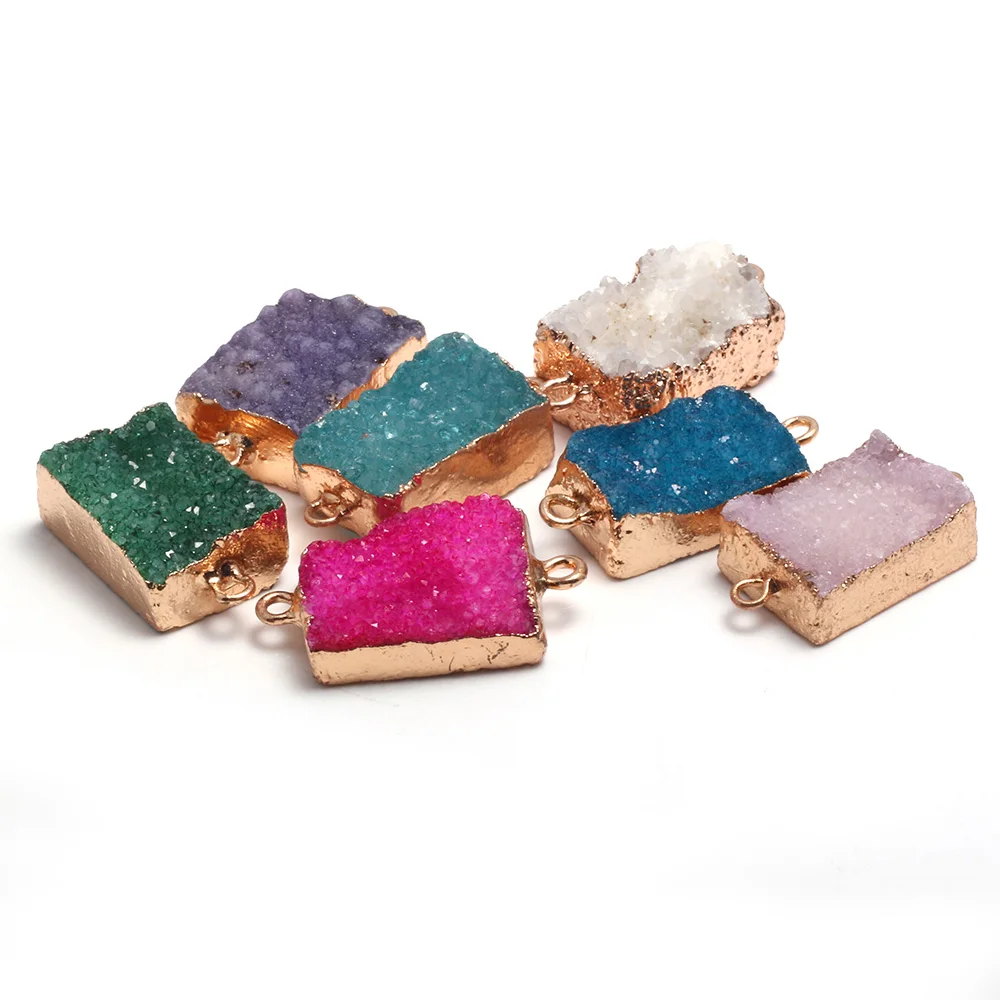 Природный камень кварцевые прямоугольные Подвески Кристалл кластер Соединитель