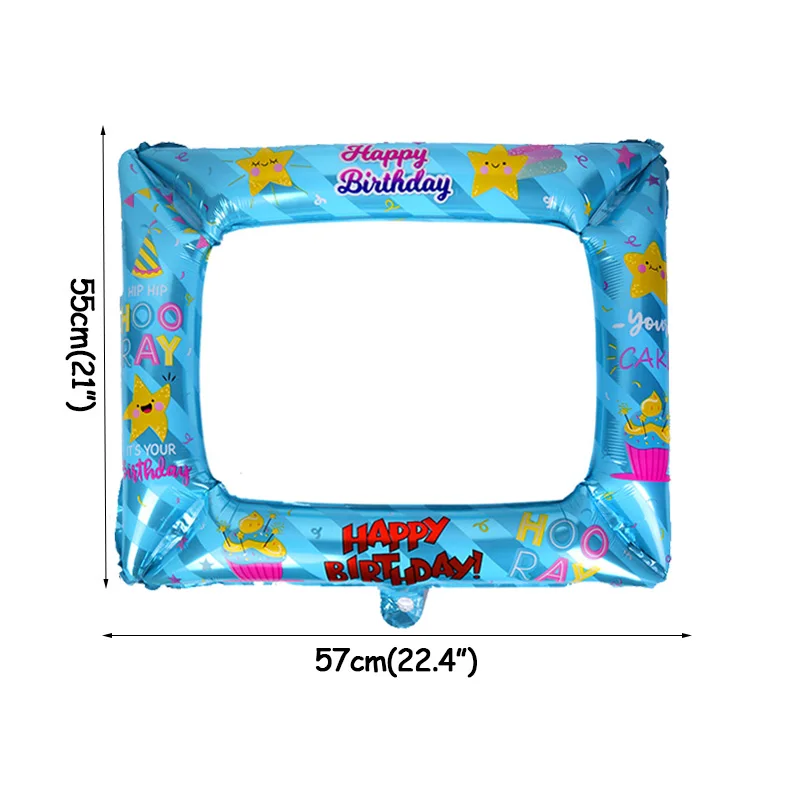 1pcs photo frame День рождения Синий Розовый надувная фоторамка реквизит для фотостудии День рождения украшения для детей и взрослых фоторамка Вечерние - Цвет: 1pcs photo frame