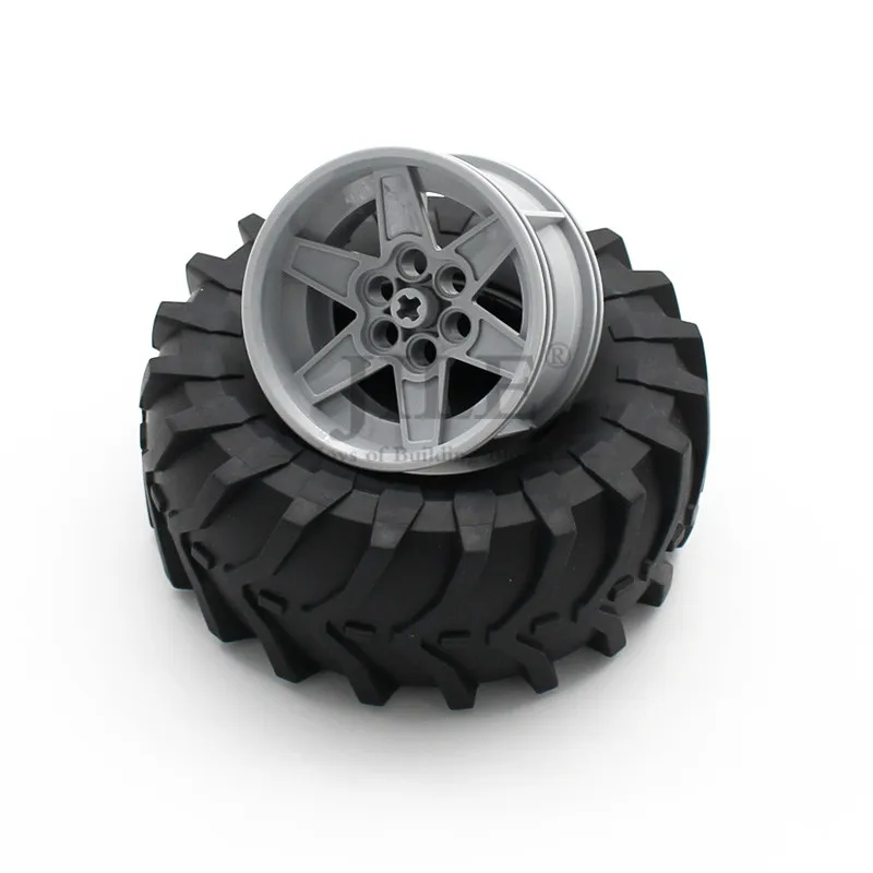 Technology Wheel 56mm D. x 34mm Racing Medium 6 Pin Holes with Tire 107 44R Tractor Straight Tread 15038 23798 Building Block | Игрушки и