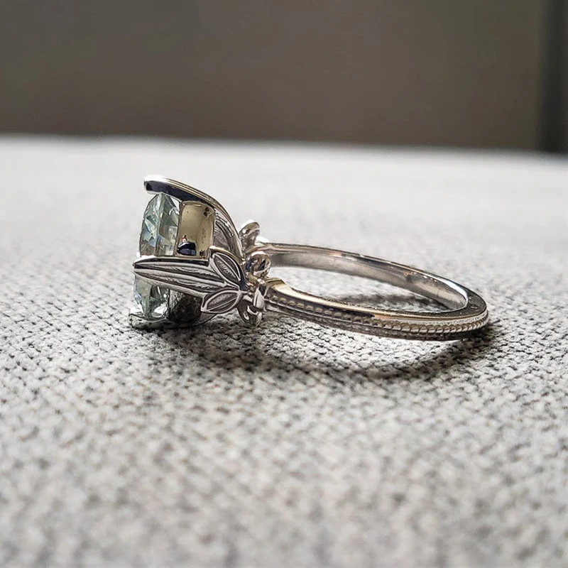 Классические женские свадебные кольца Huitan с 4 зубцами и цветами небесно голубого