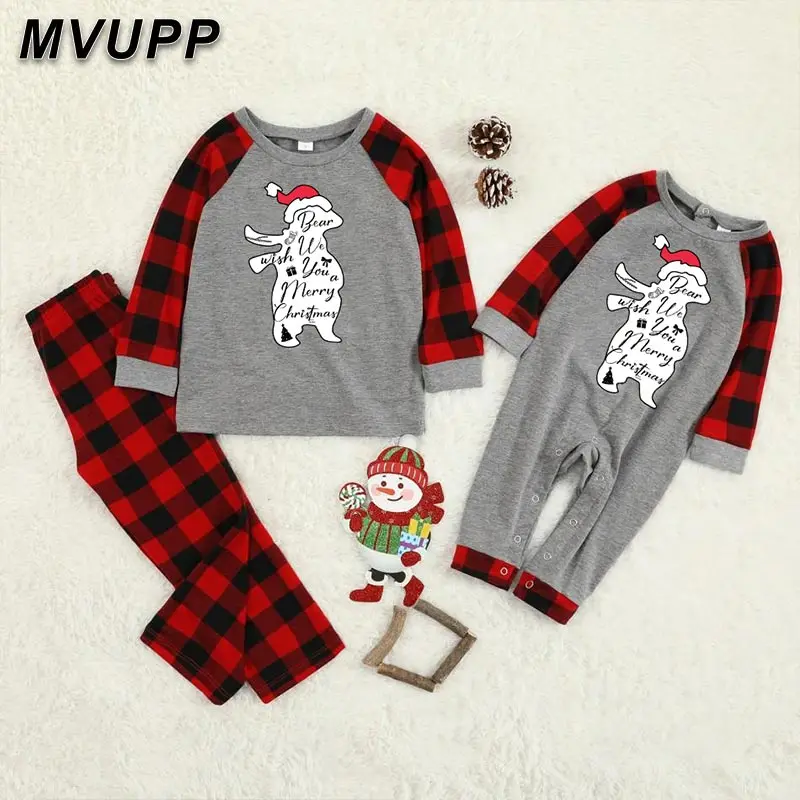 snowman print cartoon family matching christmas pajamas father mother children set parent sleepwear winter plaid baby girl boy |