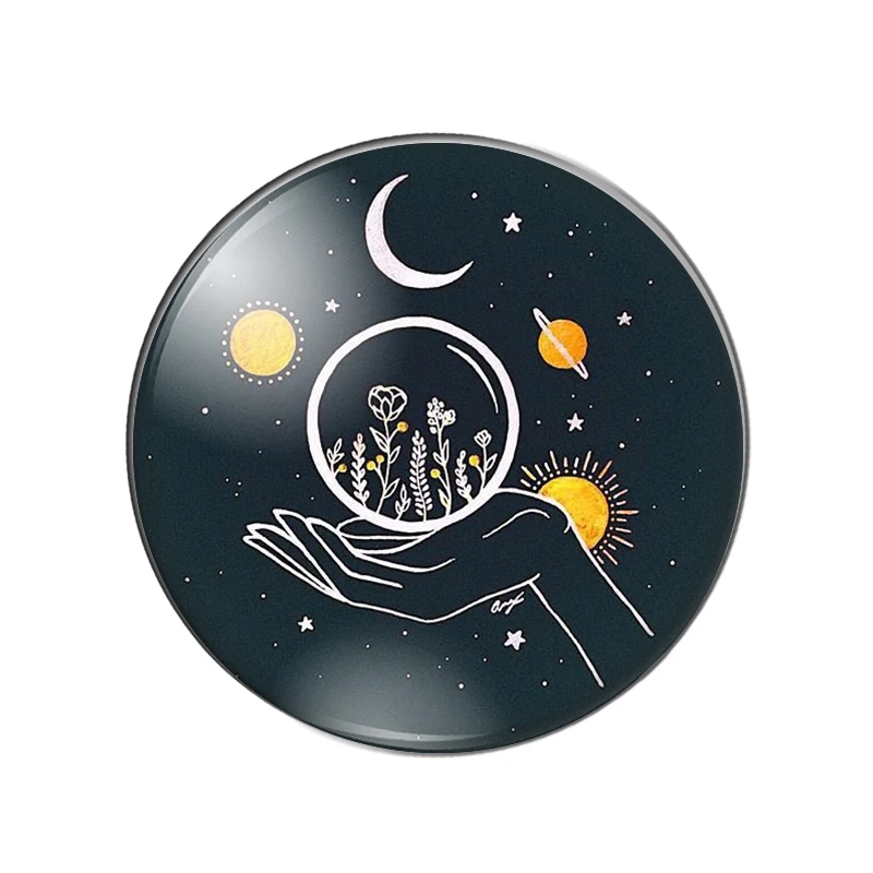 Красота ночное небо Звезда Луна цветы наилучшие пожелания 18 мм/20 мм/25 мм круглая
