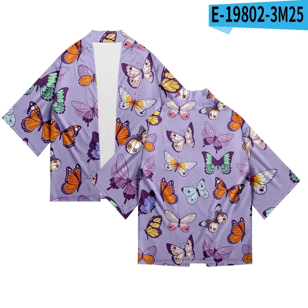 

Butterfly 3D Printing Japanese Kimono Haori Yukata Women/Men's Fashion Summer Casual Cool Short Sleeve boy/girl's Cardigan