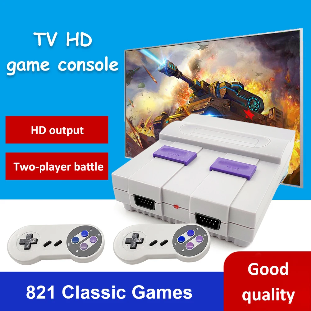 

Универсальная HDMI-совместимая ретро-консоль для видео 821 игр HD с двойным геймпадом Встроенная 8-битная игра FC True Color 220*165*75 мм