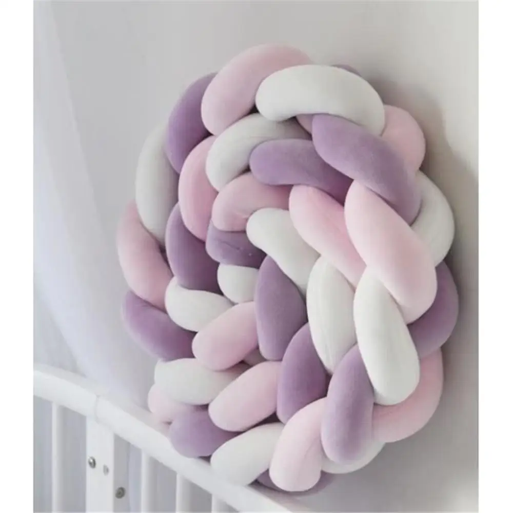 2M Baby Bed Bumper Sides in the Crib Nordic Handmade Braid Crib Bumper Braid Knot Newborn Bed Barrier Baby Room Decor images - 6