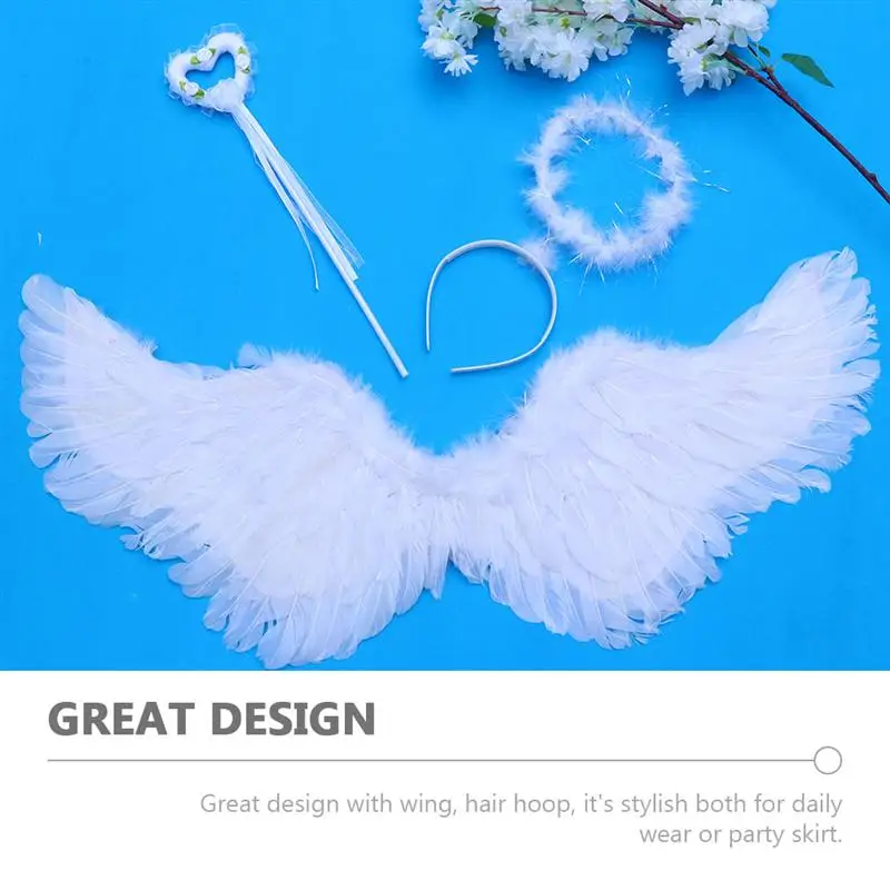 

1 Set Performance Props Feather Angel Wings Pretty Hairband Wing For Children Perform Feathered Wings