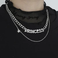 fashion diamonds english letters stacked necklaces for women hip hop style pendant necklace jewelry christmas gifts