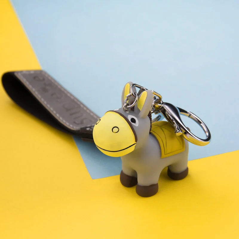 Горячая полимерный Ослик металический брелок для ключей с коричневый серый