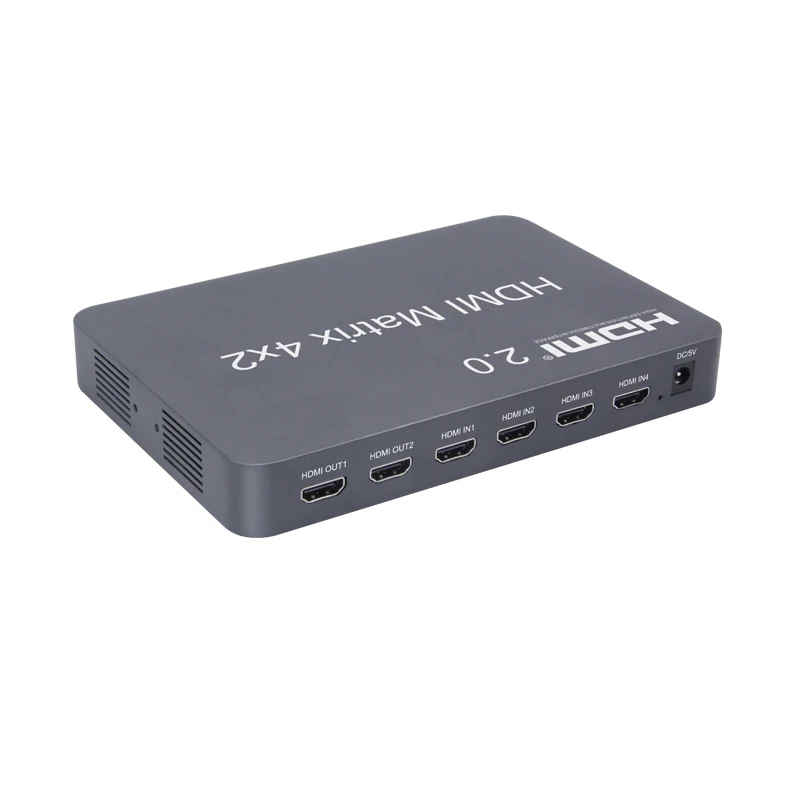 HDMI совместимый 2 0 матричный скалер 4x2 4K 60 Гц HD переключатель сплиттер Поддержка