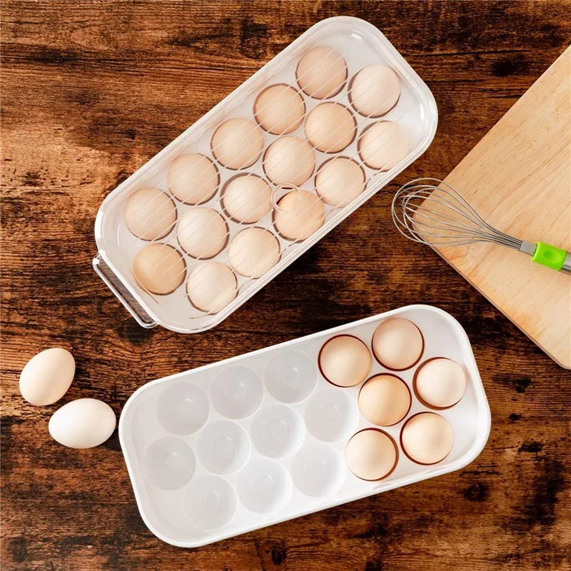 

Refrigerator Egg Storage Box Stackable Egg Tray Container Bins with Lid Fridge