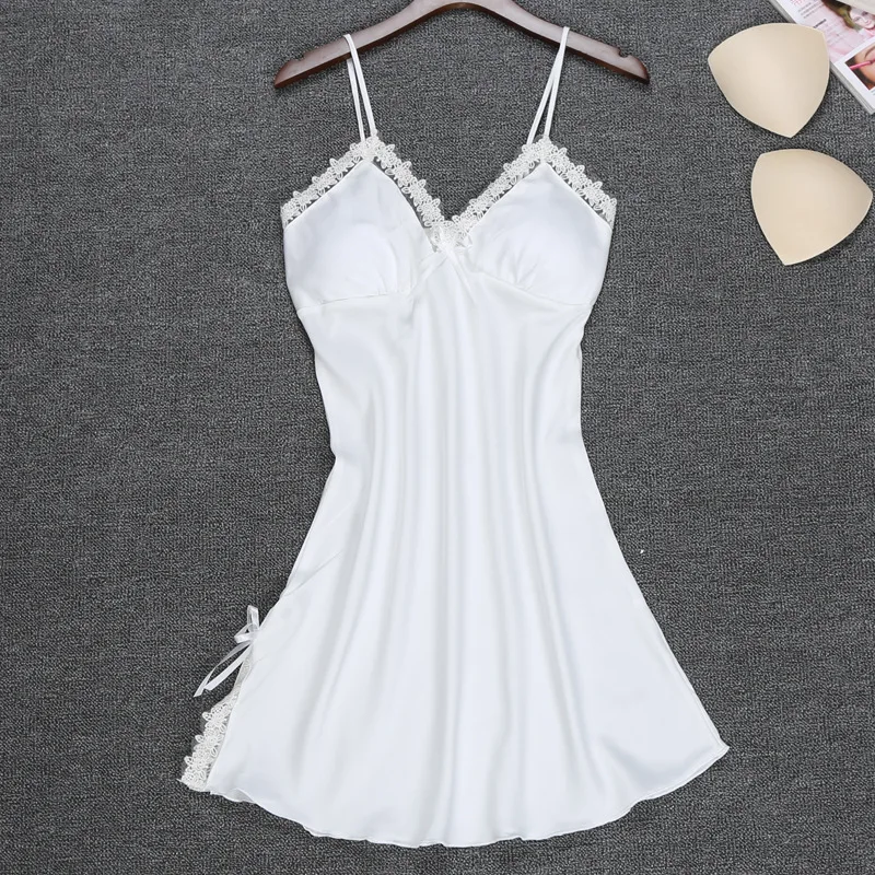 White V-Neck Woman Sleep Robe Pajamas Sexy Sleeveless Sleepwear Flower Summer Home Wear Nightgown Bath Gown Sleepshirts M-XXL | Женская