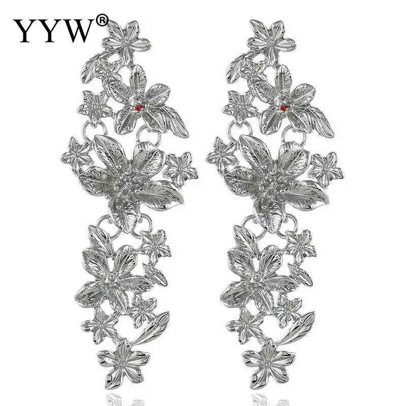 Женский цветок длинная капля висячие серьги индивидуальность уха ювелирные