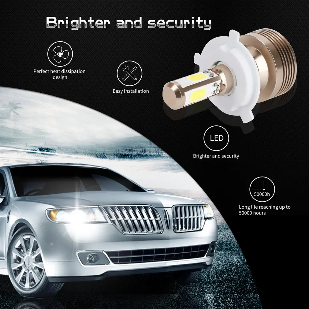 

880 H3 H4 39W Super Bright Led 4 Sides 360degree Fix Light Auto Head Light Bulb Head Lamp Conversion Kit For Vehicles Shakeproof