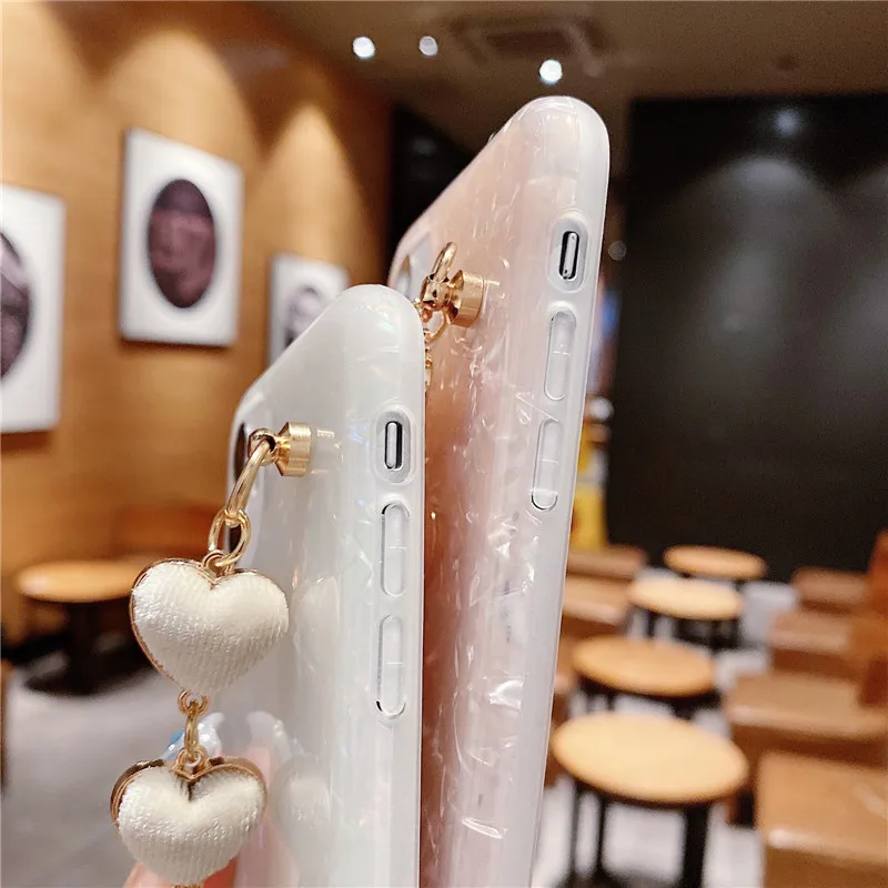 

Glitter conch phone case for iphone 12 11Pro Max XS MAX XR X for iphone 7 8 Plus case Shiny Wrist Strap soft silicone cover