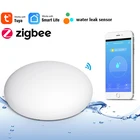 Умный датчик утечки воды Tuya ZigBee 3,0, Wi-Fi, работает с приложением Smart Life, дистанционное управление Alexa, Google Assistant