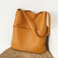tote bags for women handbag genuine leather hand bag shoulder 2pcs set fashion shopping bag bucket large composite sac a main