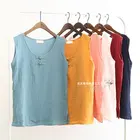 Женские удобные и мягкие майки из хлопка и льна, повседневные хлопковые топы, жилеты, лето 2022