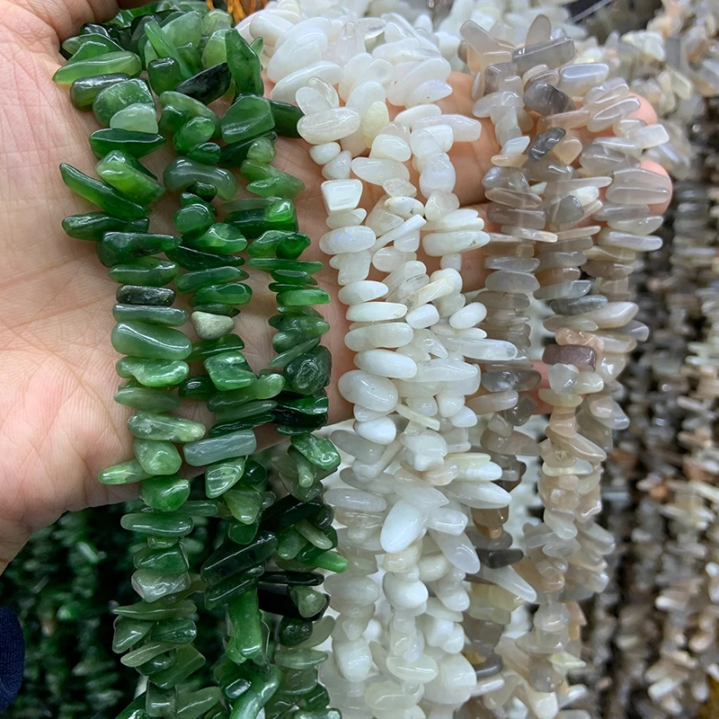 

Natural Canada Jades Moonstone Sunstone Stone Beads 15'' Stick Spike DIY Loose Beads For Jewelry Making Beads Women Men Necklace