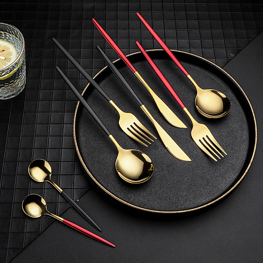 (1 комплект) нож и вилка из нержавеющей стали 304 ложка столовые приборы в западном